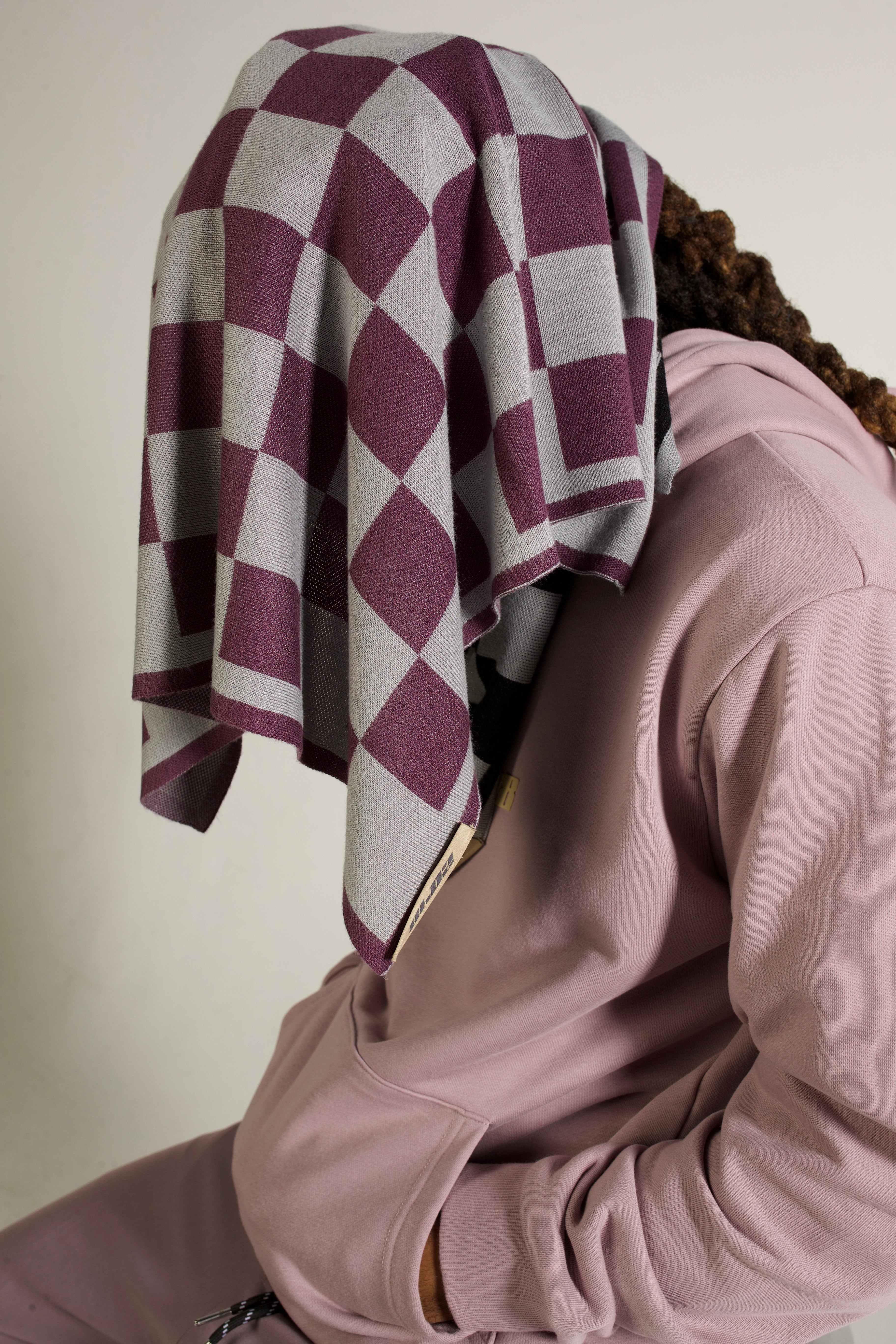 2048 Jacquard Knit Headscarf (Mauve-Gray)
