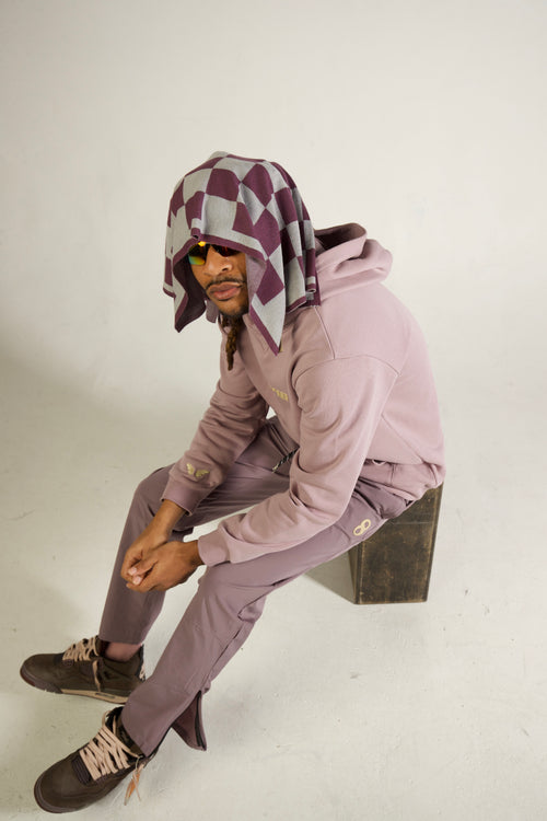 2048 Jacquard Knit Headscarf (Mauve-Gray)