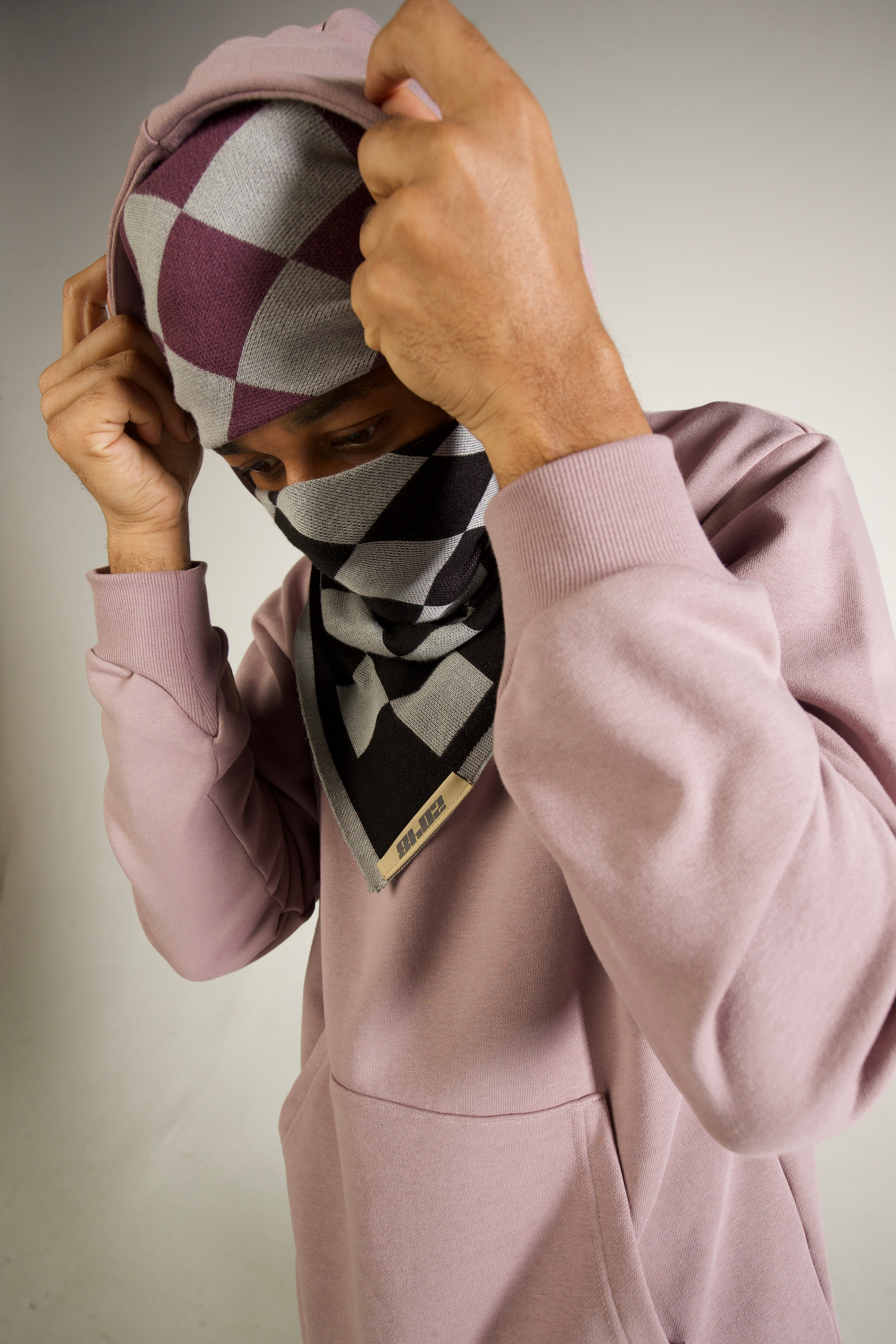 2048 Jacquard Knit Headscarf (Mauve-Gray)