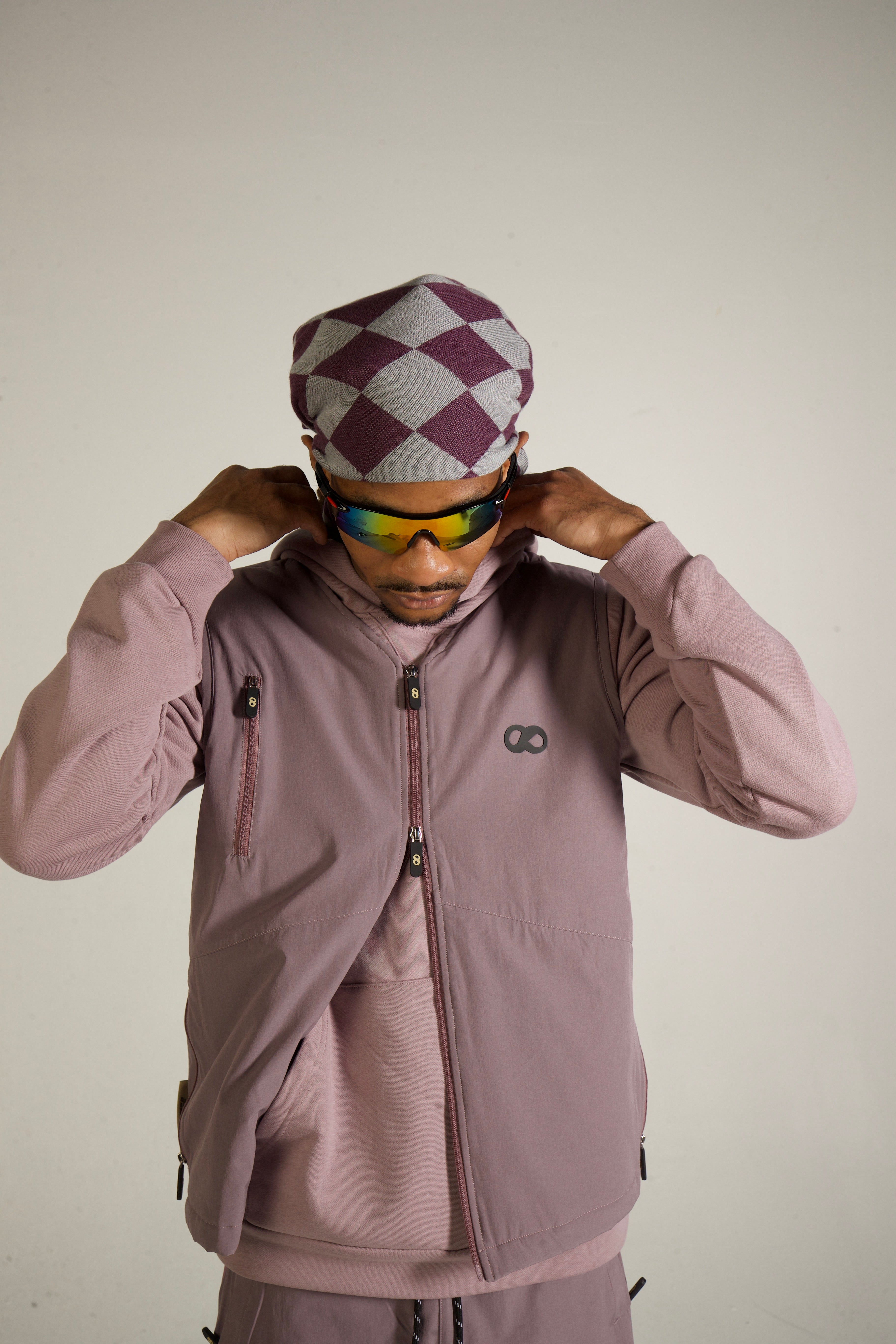 2048 Jacquard Knit Headscarf (Mauve-Gray)
